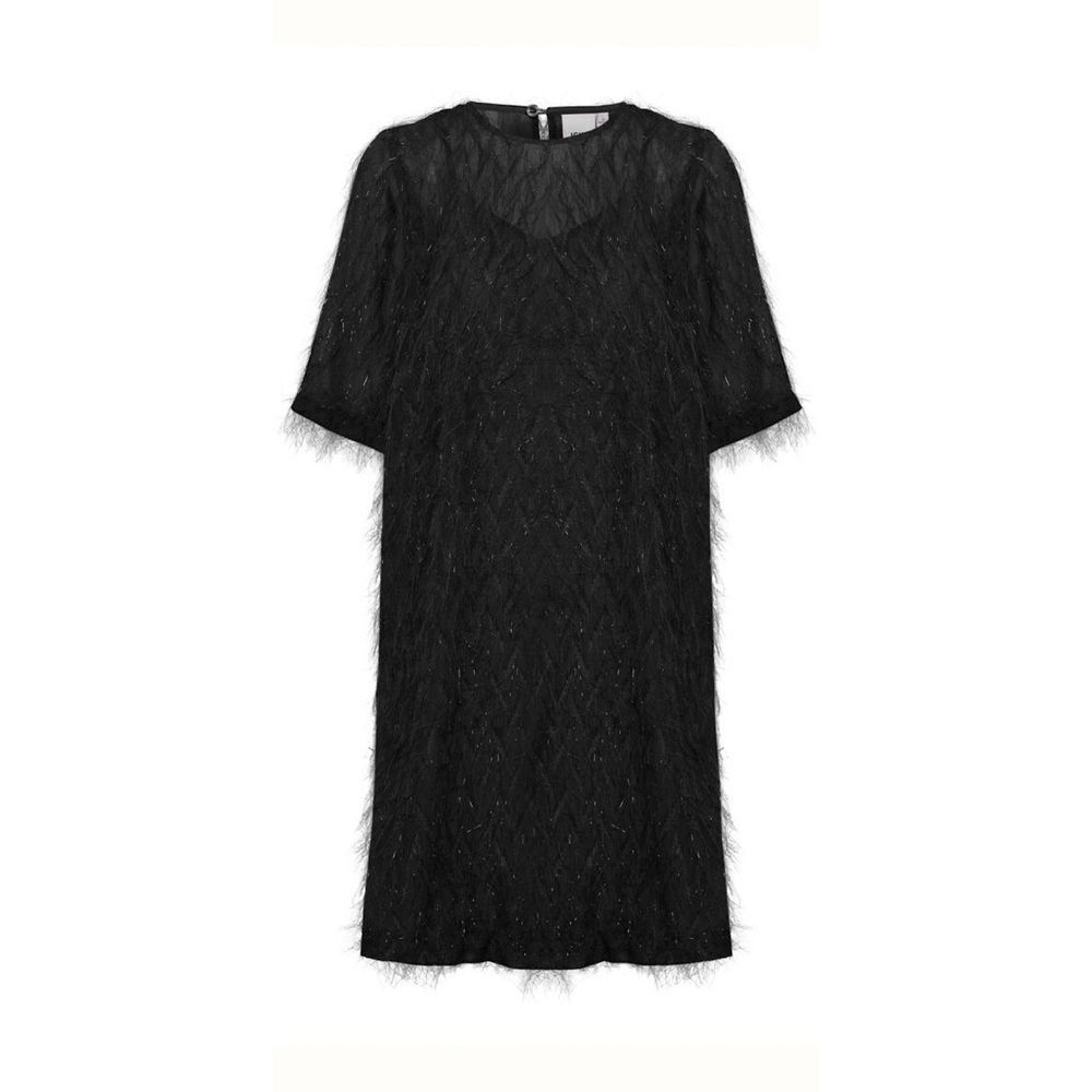 ICHI Rilo Black Size 36 or Size 6 Slip Short Sleeve Dress NWT Unique‎ Material